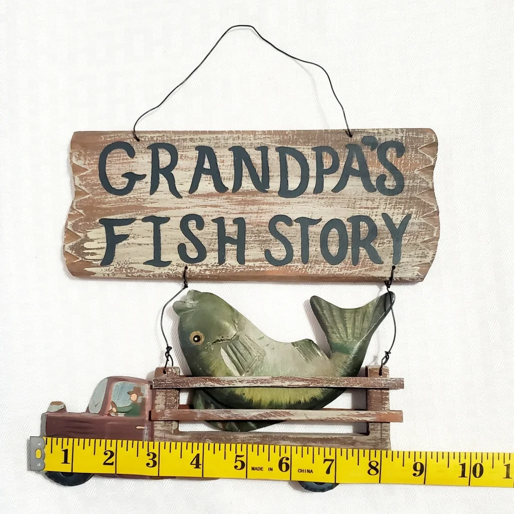 Handcrafted Wood Sign Grandpa's Fish Story. - Picture 9 of 12